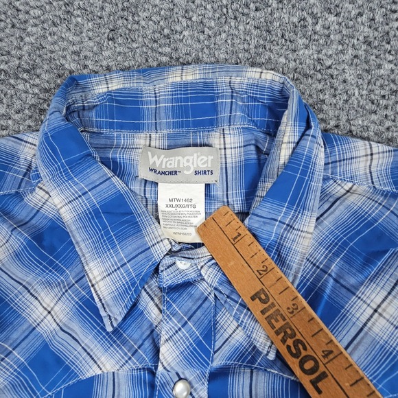 Wrangler Wrancher Shirts‎ XXL Western Plaid Long Sleeve Pearl Snap Shirt - Picture 3 of 7